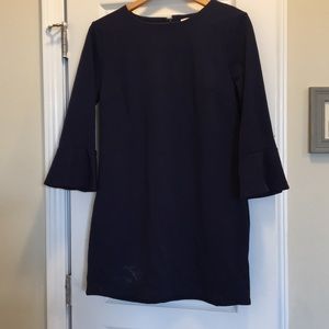 Peplum sleeve navy cotton midi dress petite medium